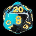 TDSO Marble Teal & Black D20 Dice