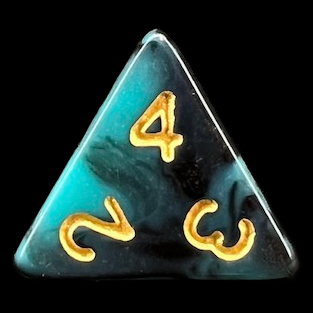 TDSO Marble Teal & Black D4 Dice
