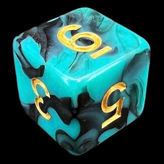 TDSO Marble Teal & Black D6 Dice