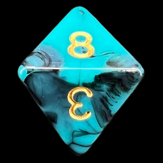 TDSO Marble Teal & Black D8 Dice