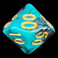 TDSO Marble Teal & Black Percentile Dice