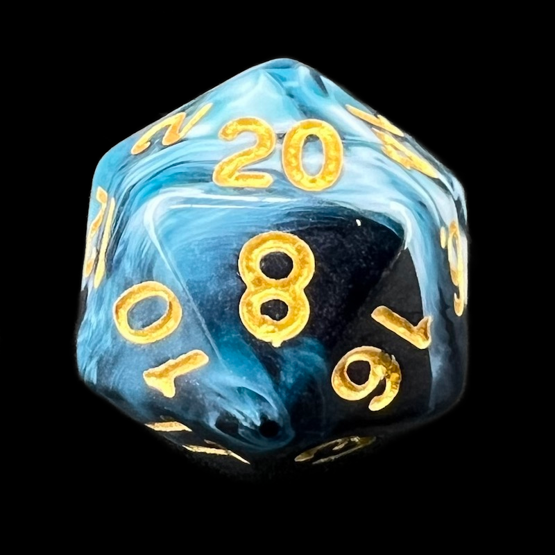 TDSO Marble Teal & White D20 Dice