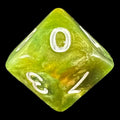 HALF PRICE CLEARANCE TDSO Marbleised Green & Gold D10 Dice