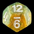 HALF PRICE CLEARANCE TDSO Marbleised Green & Gold D12 Dice