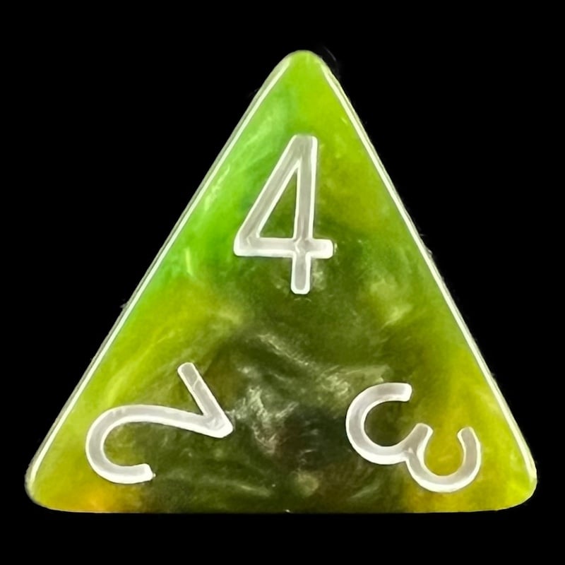 HALF PRICE CLEARANCE TDSO Marbleised Green & Gold D4 Dice