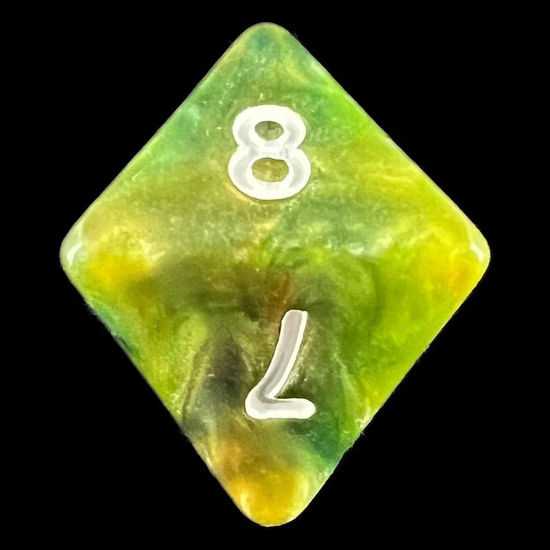 HALF PRICE CLEARANCE TDSO Marbleised Green & Gold D8 Dice