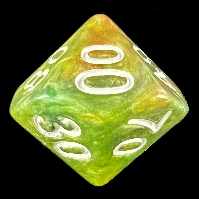 HALF PRICE CLEARANCE TDSO Marbleised Green & Gold Percentile Dice