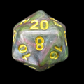 TDSO Marbleised Green Teal & Rose D20 Dice