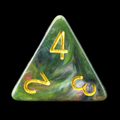 TDSO Marbleised Green Teal & Rose D4 Dice
