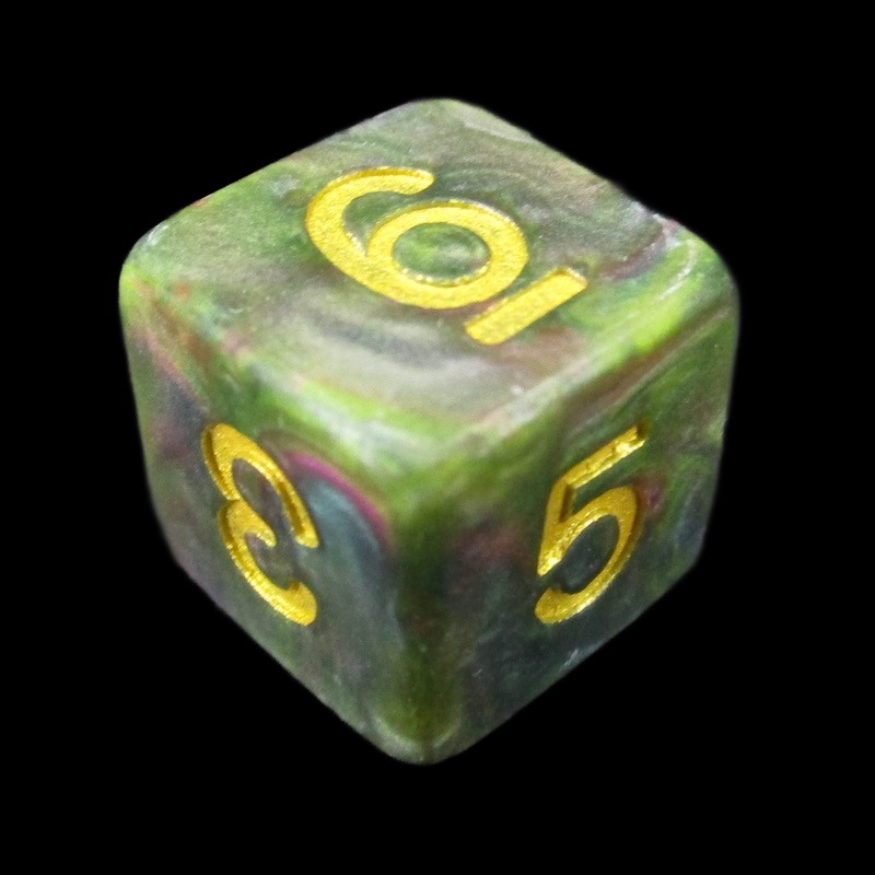 TDSO Marbleised Green Teal & Rose D6 Dice