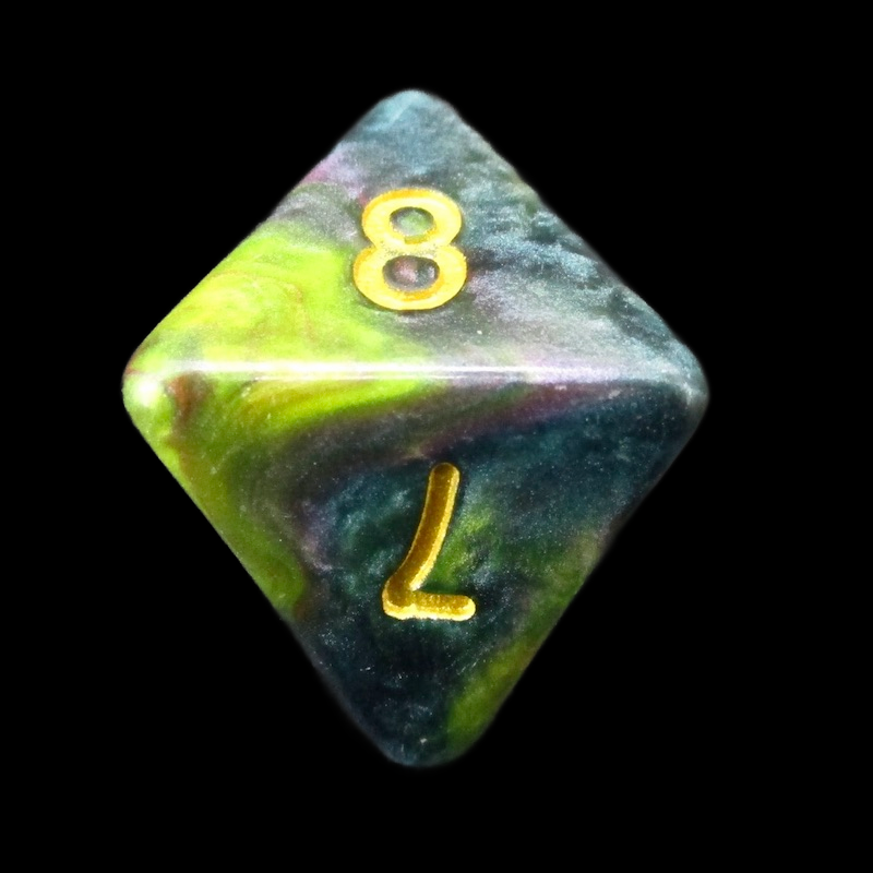 TDSO Marbleised Green Teal & Rose D8 Dice