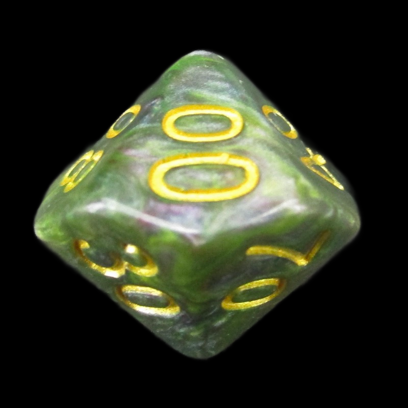 TDSO Marbleised Green Teal & Rose Percentile Dice