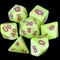 TDSO Marbleised Green Yellow & White 7 Dice Polyset