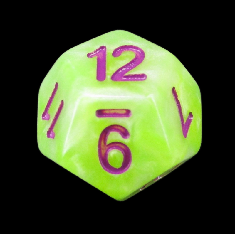TDSO Marbleised Green Yellow & White D12 Dice