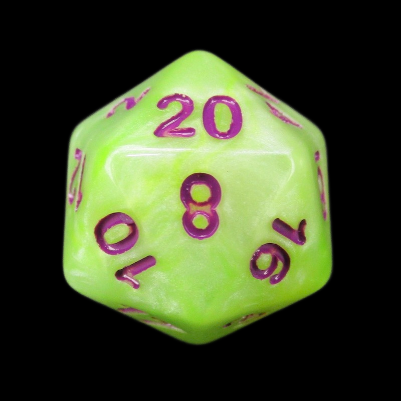 TDSO Marbleised Green Yellow & White D20 Dice