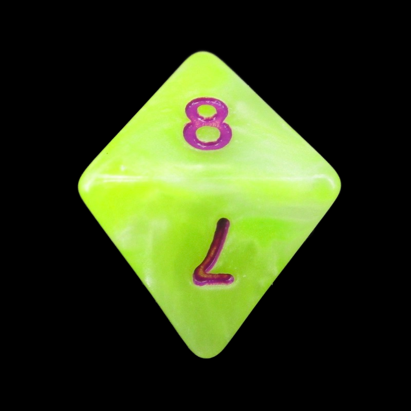 TDSO Marbleised Green Yellow & White D8 Dice
