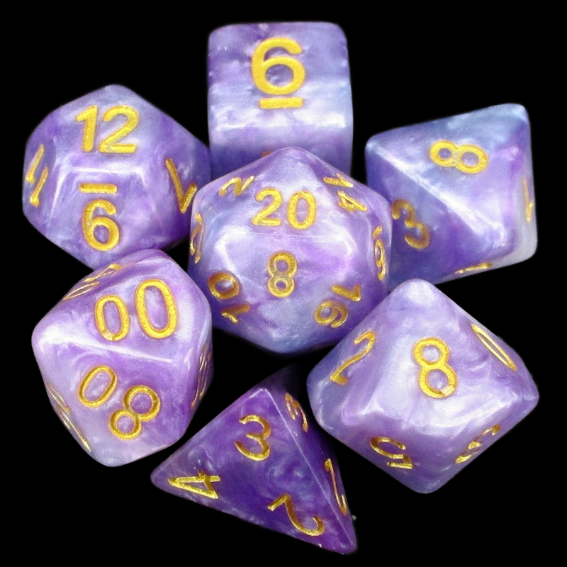 TDSO Marbleised Purple Blue & White 7 Dice Polyset
