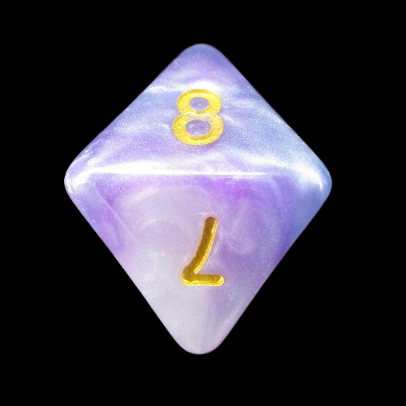 TDSO Marbleised Purple Blue & White D8 Dice
