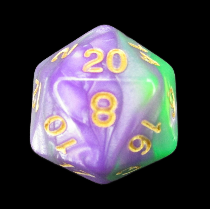 TDSO Marbleised Purple & Green D20 Dice