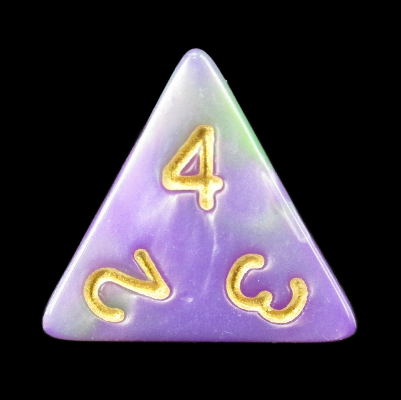TDSO Marbleised Purple & Green D4 Dice