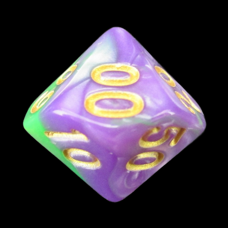 TDSO Marbleised Purple & Green Percentile Dice