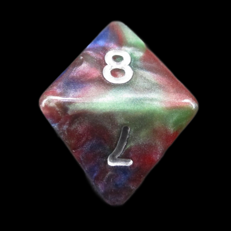 TDSO Marbleised Red Green & Blue D8 Dice