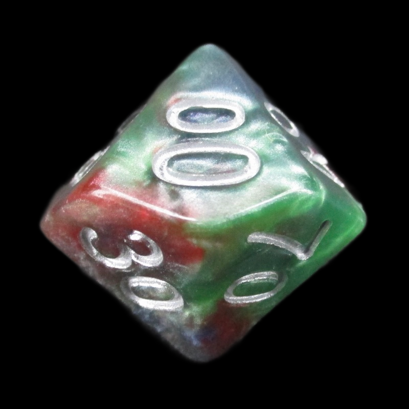 TDSO Marbleised Red Green & Blue Percentile Dice