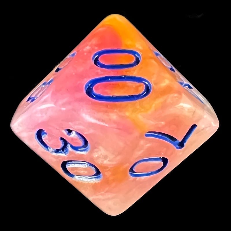 HALF PRICE CLEARANCE TDSO Marbleised White Orange & Purple Percentile Dice