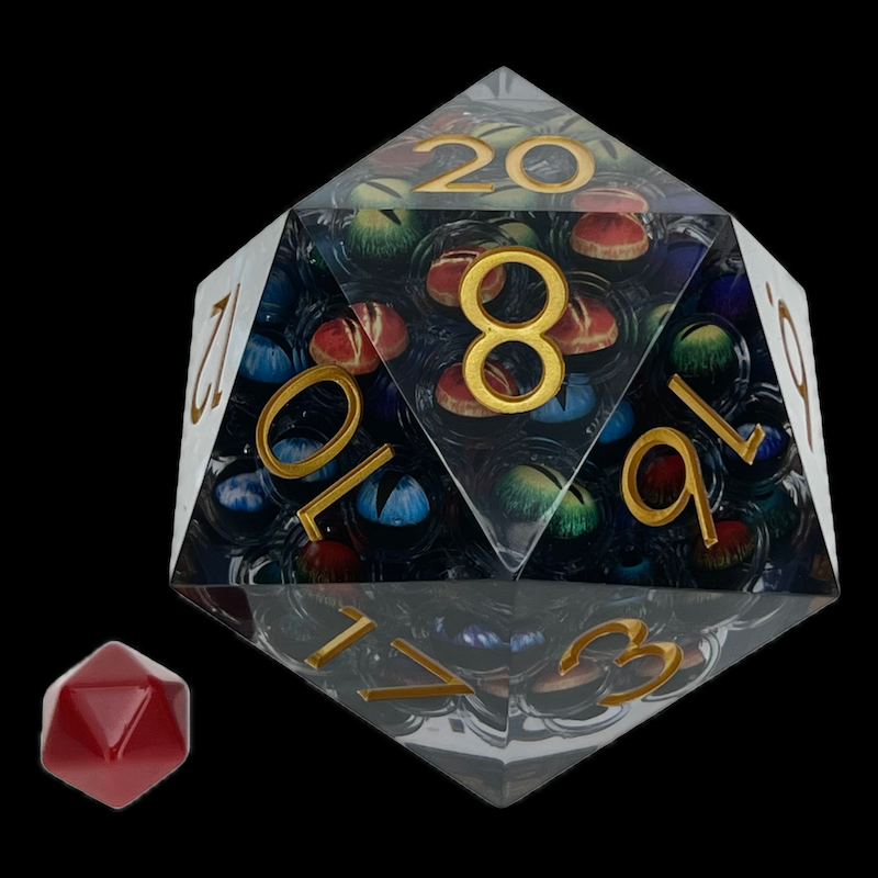 TDSO Liquid Core Shoggoth 'Mass of Moving Eyes' MASSIVE 85mm D20 Dice