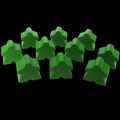 TDSO Wooden Meeple 16mm Light Green x 10