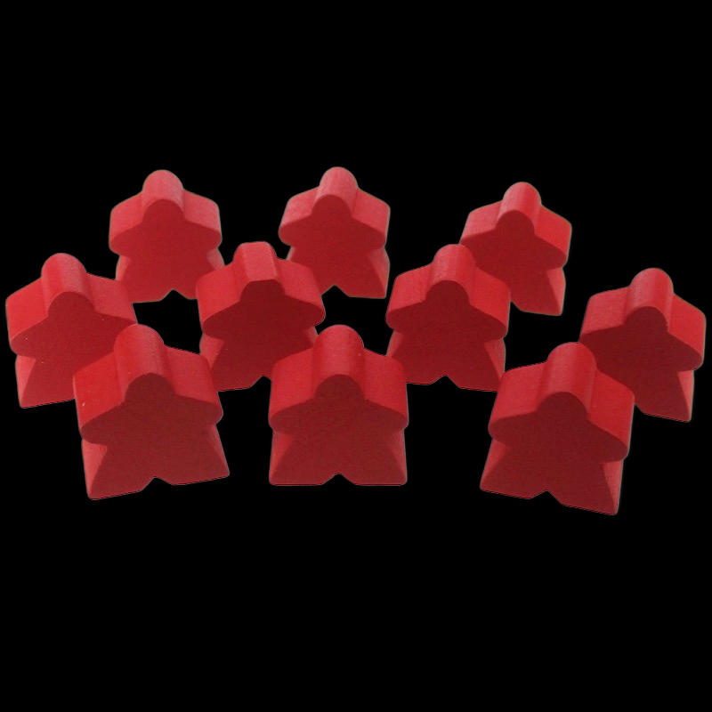 TDSO Wooden Meeple 16mm Red x 10