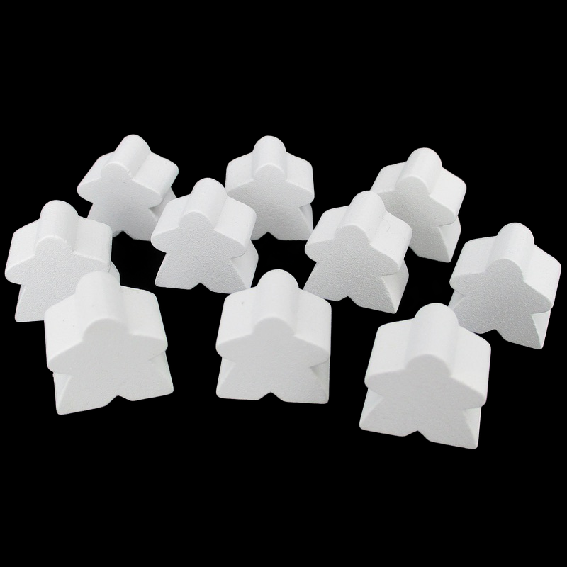 TDSO Wooden Meeple 16mm White x 10 – The Dice Shop Online