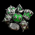 TDSO Metal Ancient Dragon Antique Silver & Green Unusually Shaped 7 Dice Polyset