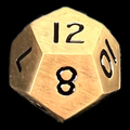 HALF PRICE CLEARANCE TDSO Metal Antique Brass Finish D12 Dice
