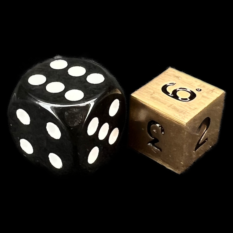 HALF PRICE CLEARANCE TDSO Metal Antique Brass Finish D6 Dice