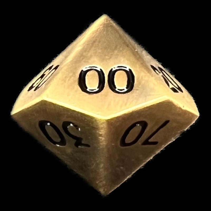 HALF PRICE CLEARANCE TDSO Metal Antique Brass Finish Percentile Dice