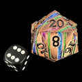 TDSO Metal Antique Copper & Rainbow Mica With Black 34mm D20 Dice