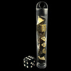TDSO Metal Antique Gold MINI 10mm 7 Dice Polyset in Tube