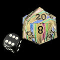 TDSO Metal Antique Gold & Rainbow Mica With Black 34mm D20 Dice