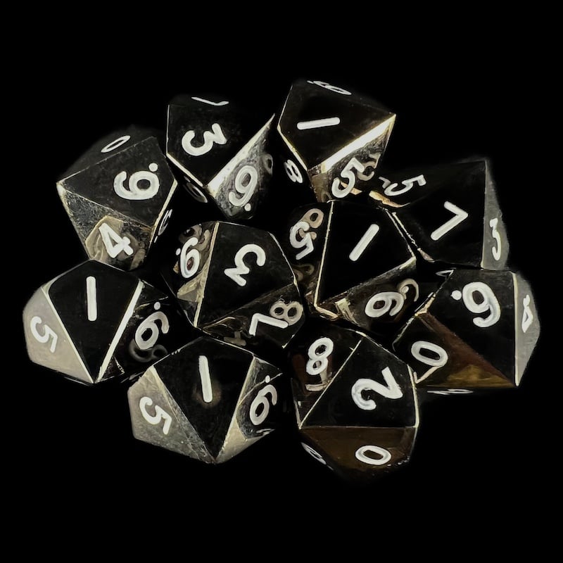 HALF PRICE CLEARANCE TDSO Metal Black Nickel 10 x D10 Dice Set
