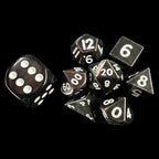 TDSO Metal Black Nickel With White MINI 10mm 7 Dice Polyset in Tube