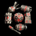 TDSO Metal Bomb Black Nickel With Red 7 Dice Polyset