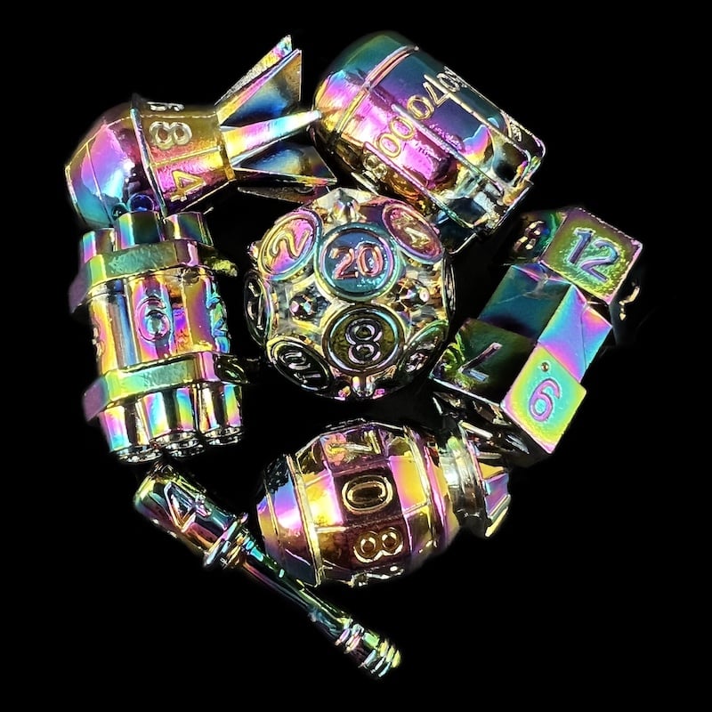 TDSO Metal Bomb Iridescent 7 Dice Polyset