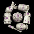TDSO Metal Bomb Satin Silver With Purple 7 Dice Polyset
