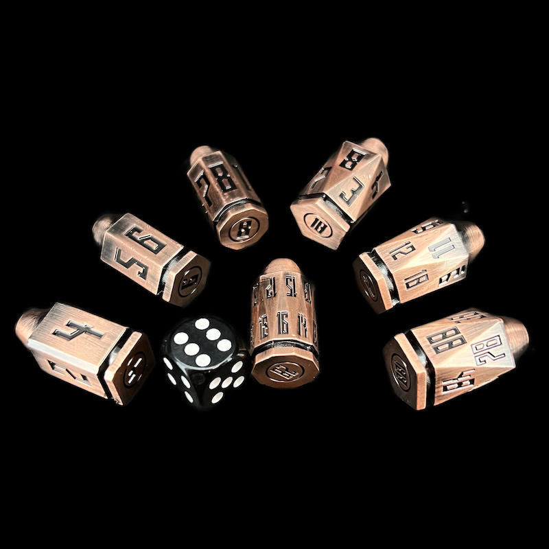 TDSO Metal Bullet Antique Copper 7 Dice Polyset
