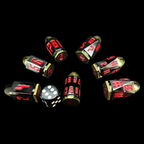 TDSO Metal Bullet Black Nickel & Gold with Red 7 Dice Polyset