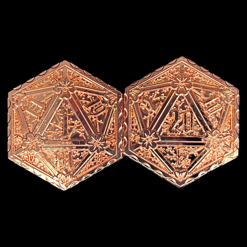 TDSO Metal Crit & Miss Bright Copper D2 Dice Coin