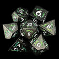 TDSO Metal Dagger Black Nickel & Green Mica With White 7 Dice Polyset