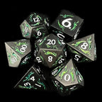 TDSO Metal Dagger Black Nickel & Green Mica With White 7 Dice Polyset