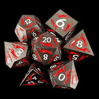 TDSO Metal Dagger Black Nickel & Red With White 7 Dice Polyset